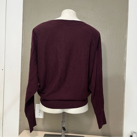 AllSaints Burgundy Dolman Sleeve Sweater Women’s Size M 3/4 Sleeve - Picture 4 of 10